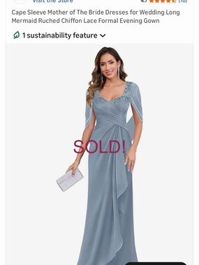 SOLD!!!
Sophisticated Dusty Blue Cape Sleeve Dress